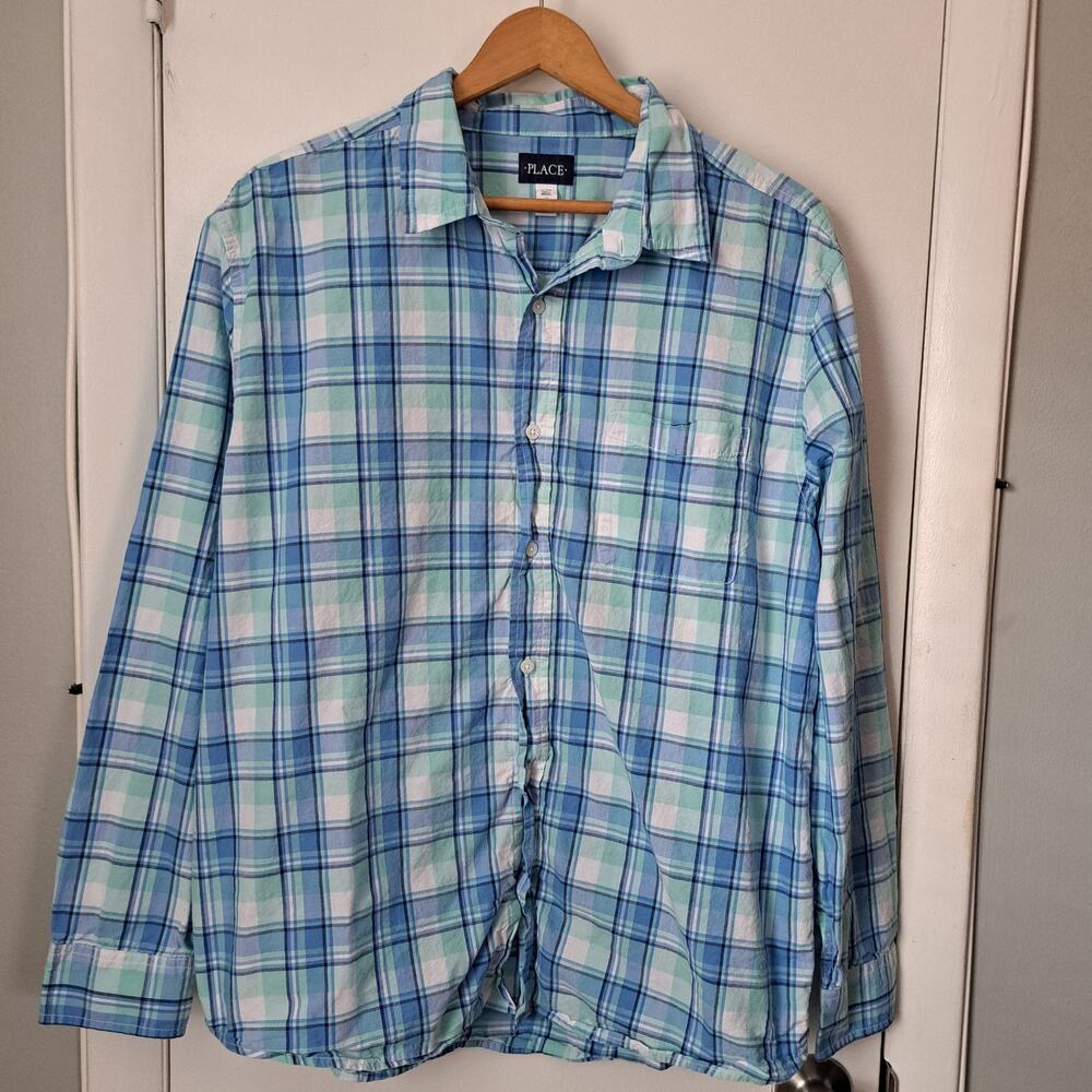 Place Blue Plaid Men's Casual Button Down Size XL